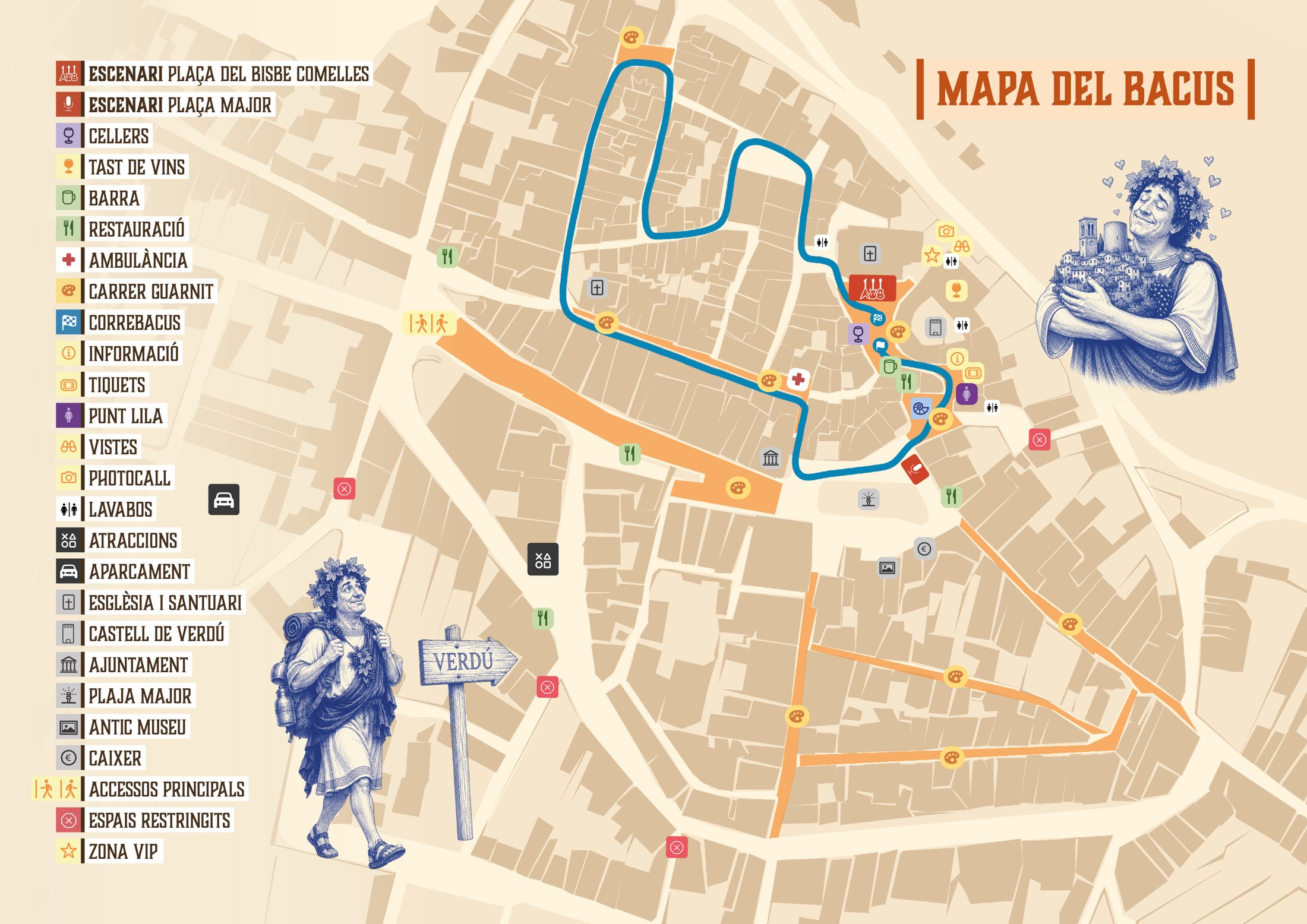 Mapa de Verdú amb tots els espais del Bacus 2026